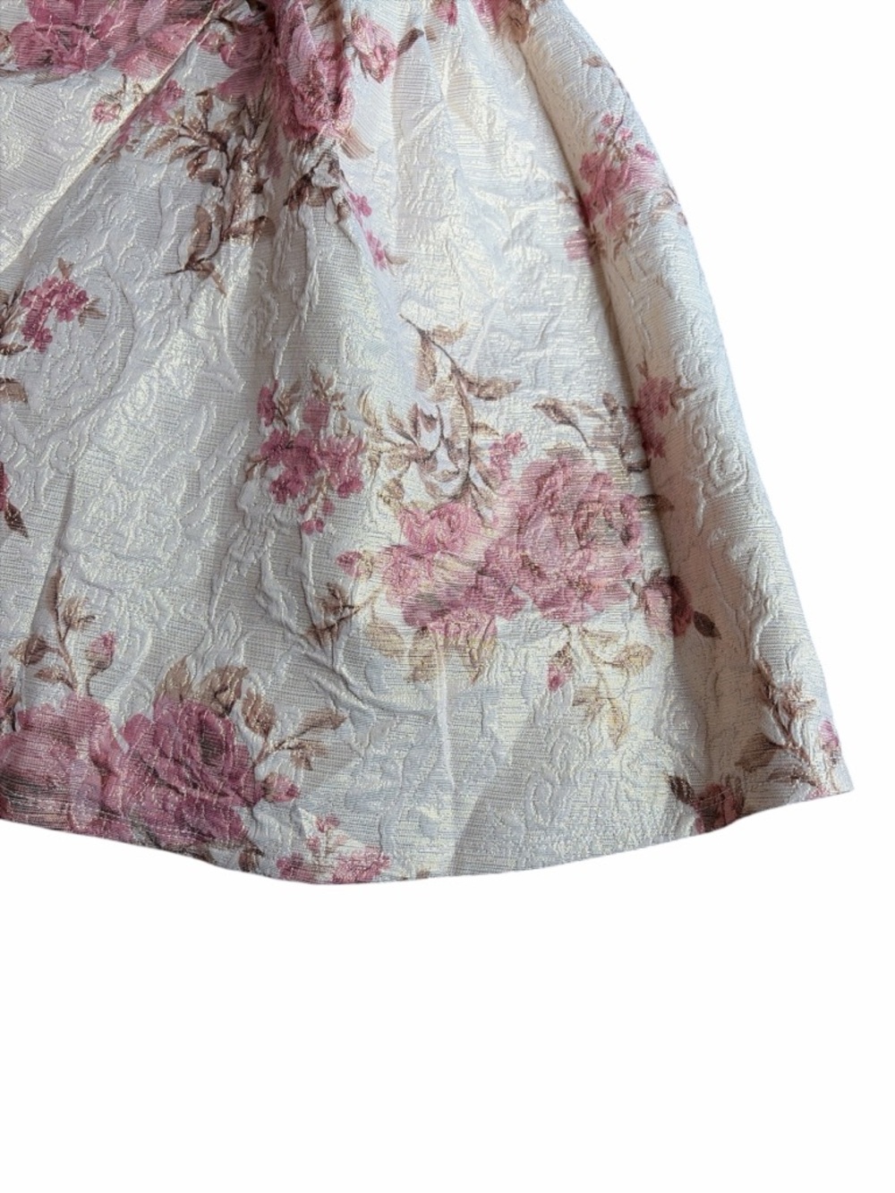 Francesca’s Amelia Floral Jacquard Mini Dress Small Fairycore Cottage Bow NWT - Picture 7 of 14